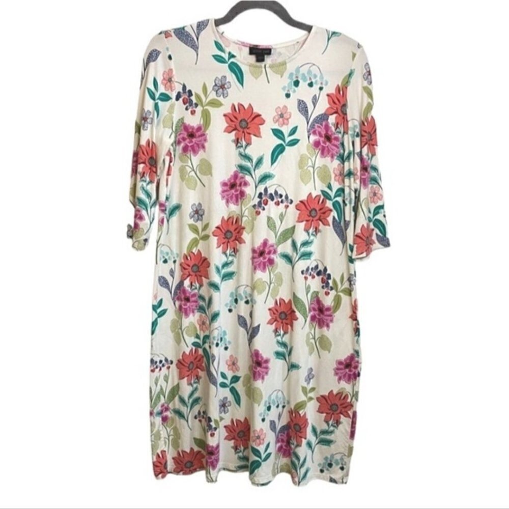 J. Jill Wearever Collection Floral Stretch Sheath Dress Size M